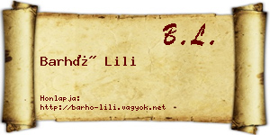 Barhó Lili névjegykártya